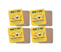Thumbnail for DJI Mini 3 Pro design on yellow 4 pieces set coaster