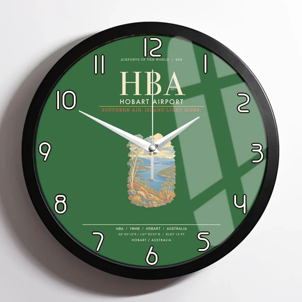 Hobart Airport HBA Wall-Clock Framed - Green