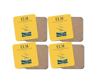 Thumbnail for Elmira Corning Regional Airport (ELM) design on yellow 4 pieces set coaster