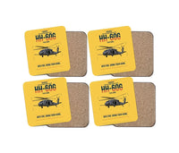 Thumbnail for Sikorsky HH-60G Pave Hawk design on yellow 4 pieces set coaster