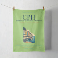 Thumbnail for Copenhagen Airport Kastrup (CPH) design on light green towel