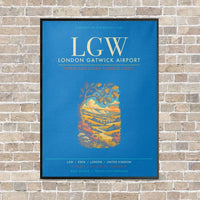 Thumbnail for London Gatwick Airport LGW - Canvas Framed - Turquoise