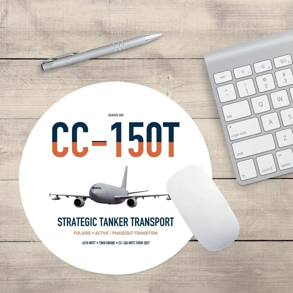 Airbus CC-150T Polaris design on white round mouse pad
