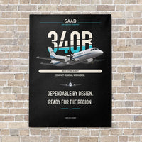 Thumbnail for Saab 340B vertical canvas print - no frame - black background