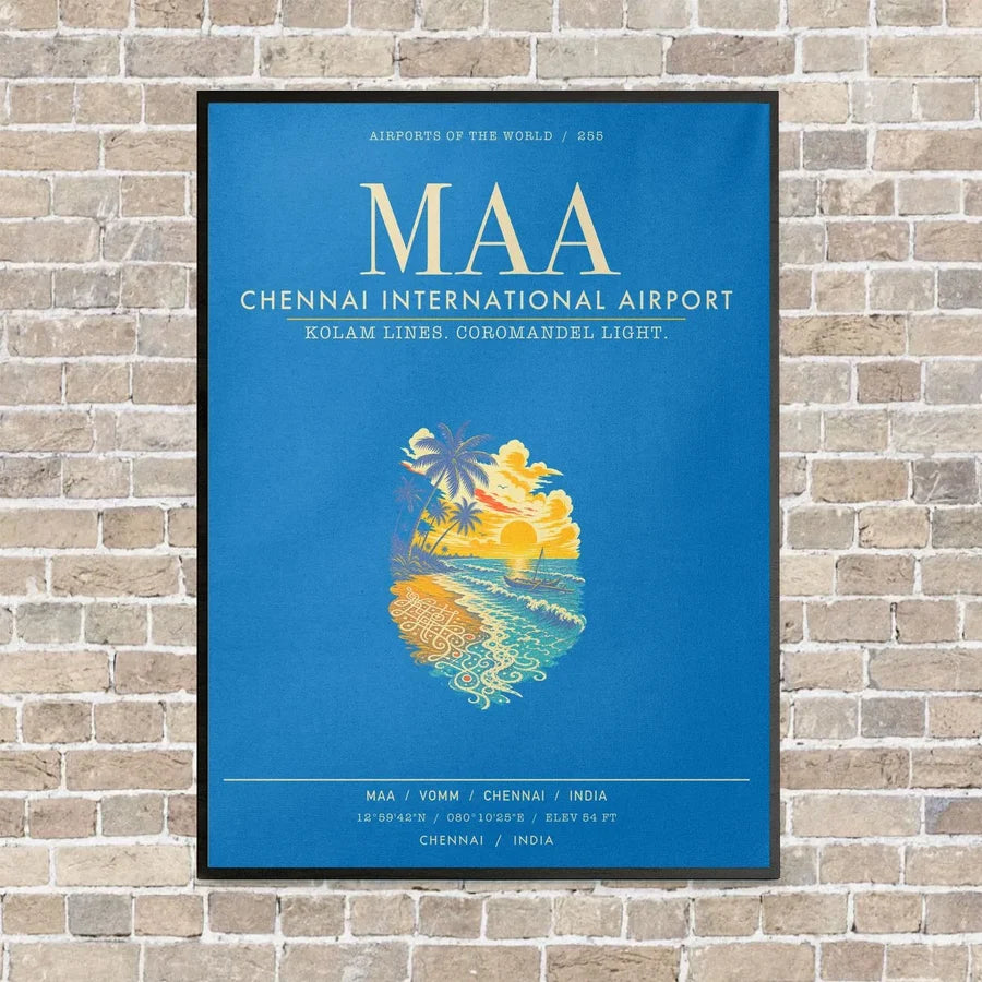 Chennai International Airport MAA - Canvas Framed - Turquoise