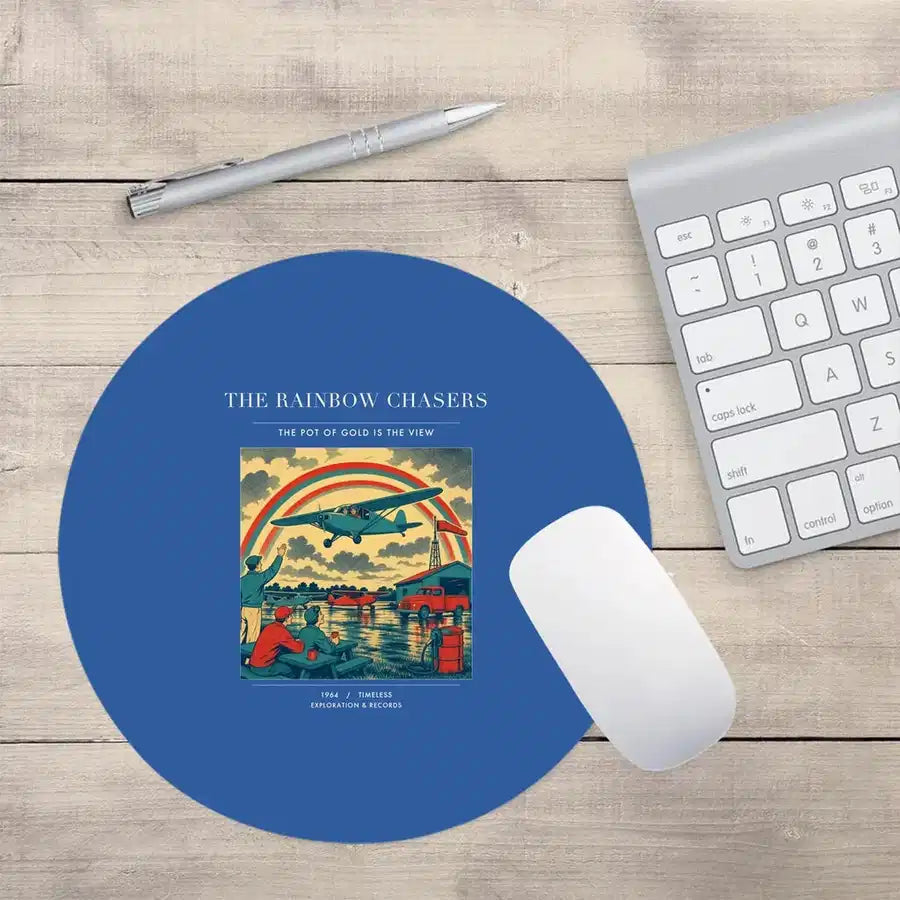 VINTAGE G4432 - The Rainbow Chasers - Designed Mouse Pads design on blue round