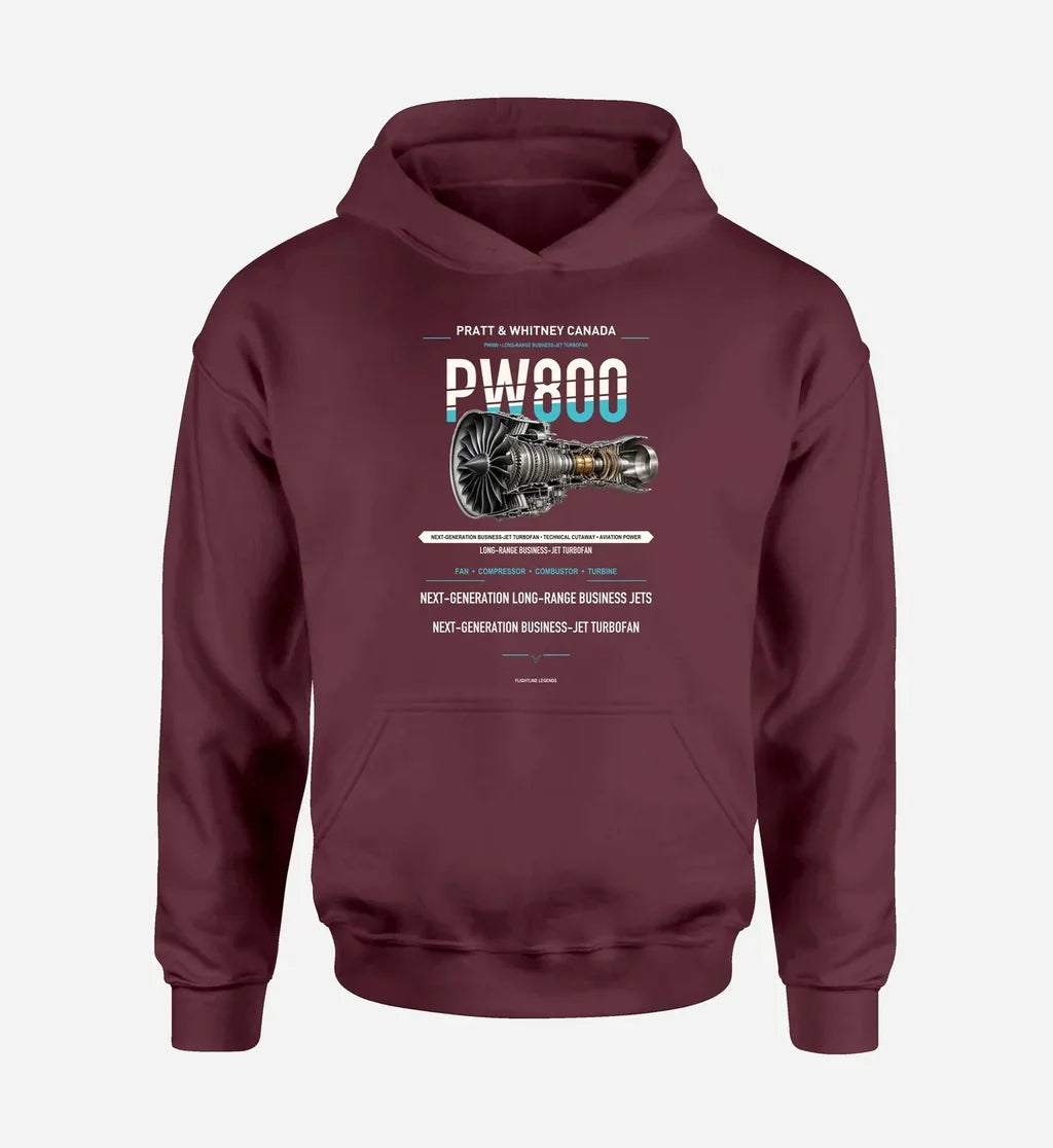 PW800 design on dark red hoodie single side