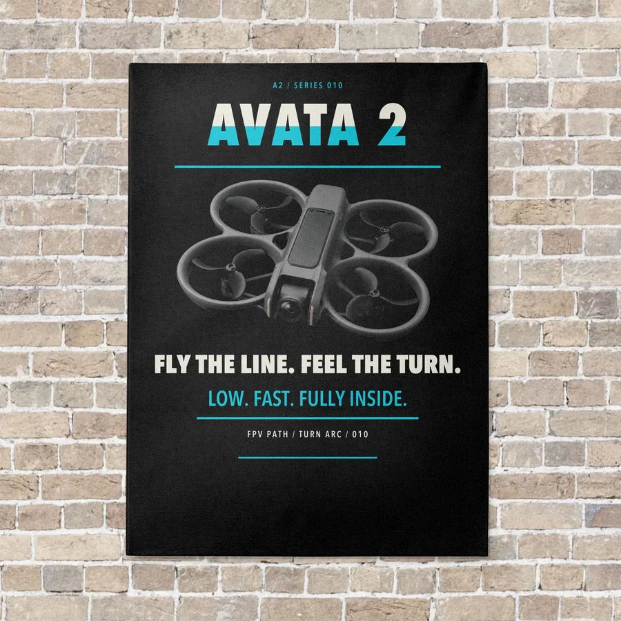 DJI Avata 2 vertical canvas print - no frame - black background