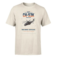 Thumbnail for Sikorsky CH-53K King Stallion design on beige t-shirt, single-side print