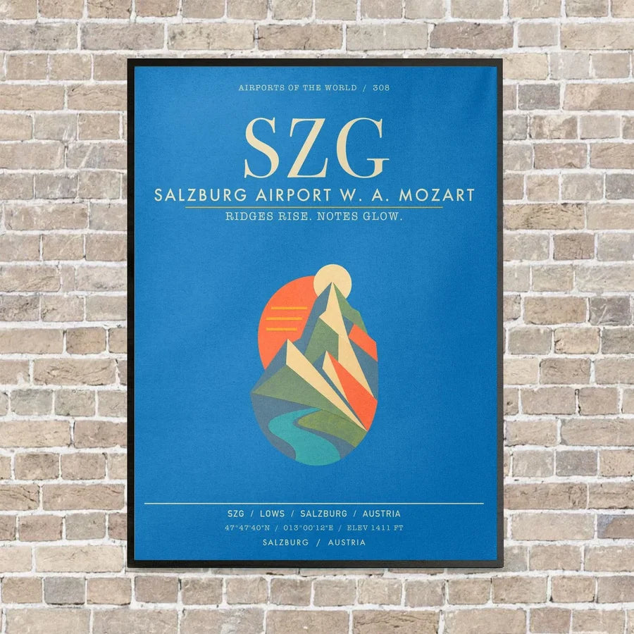 Salzburg Airport SZG - Canvas Framed - Turquoise