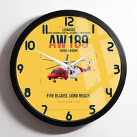 Thumbnail for Leonardo AW189 design on yellow framed wall clock