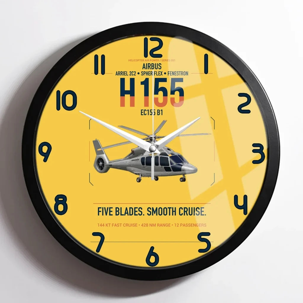 Airbus H155 EC155 B1 design on yellow framed wall clock