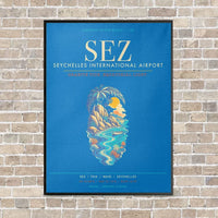 Thumbnail for Seychelles International Airport SEZ - Canvas Framed - Turquoise