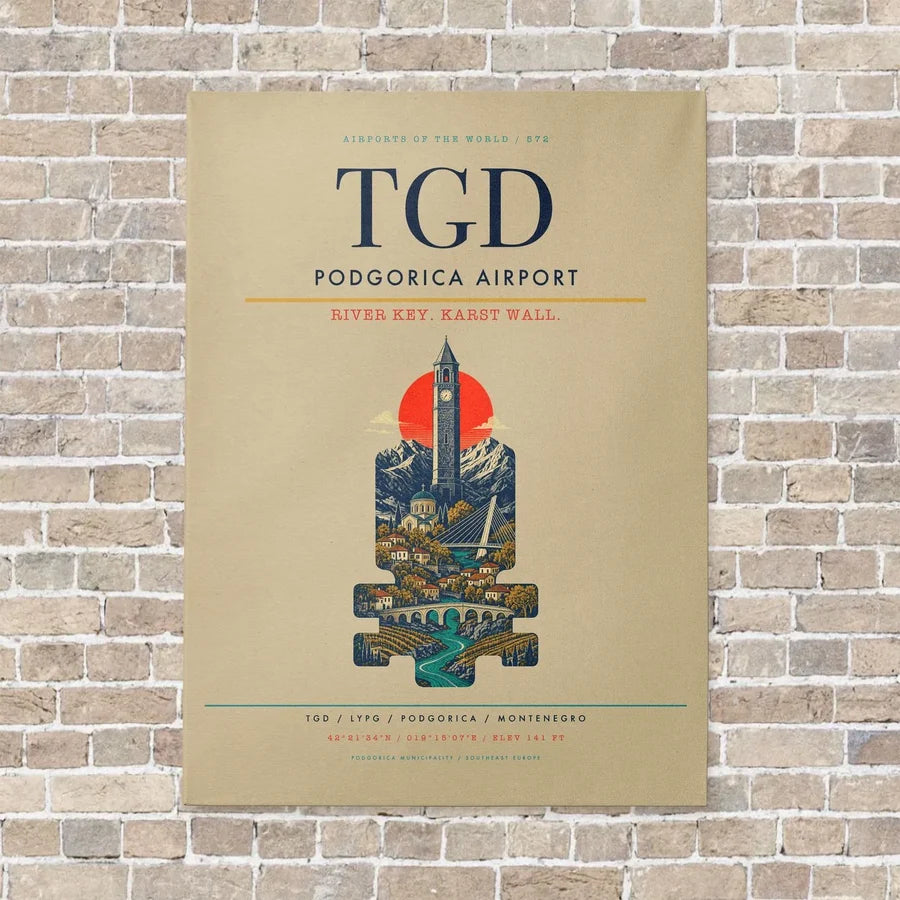 Podgorica Airport TGD - Canvas No Frame - Beige