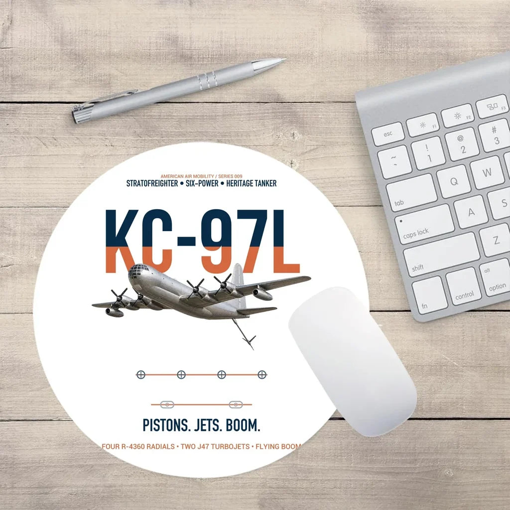 KC-97L STRATOFREIGHTER design on white round mouse pad