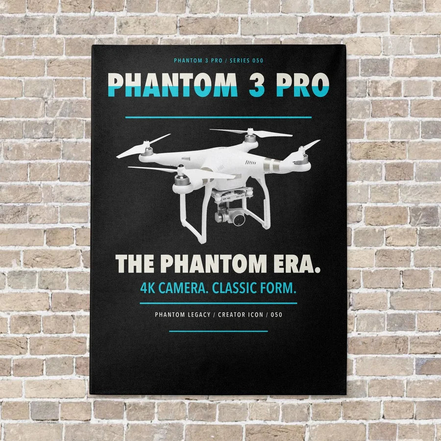 DJI Phantom 3 Professional vertical canvas print - no frame - black background
