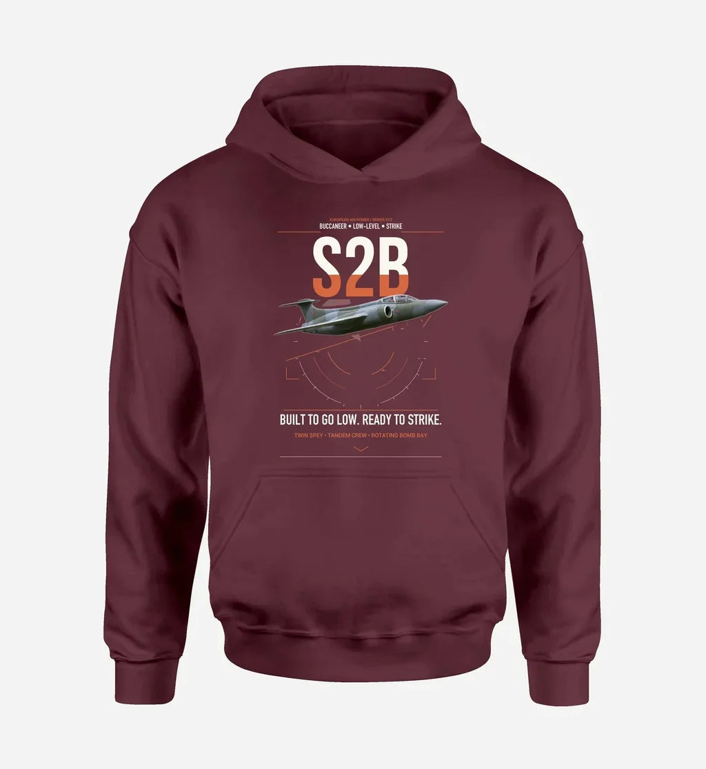 Blackburn Buccaneer S2B design on dark red double-side hoodie, single-side print