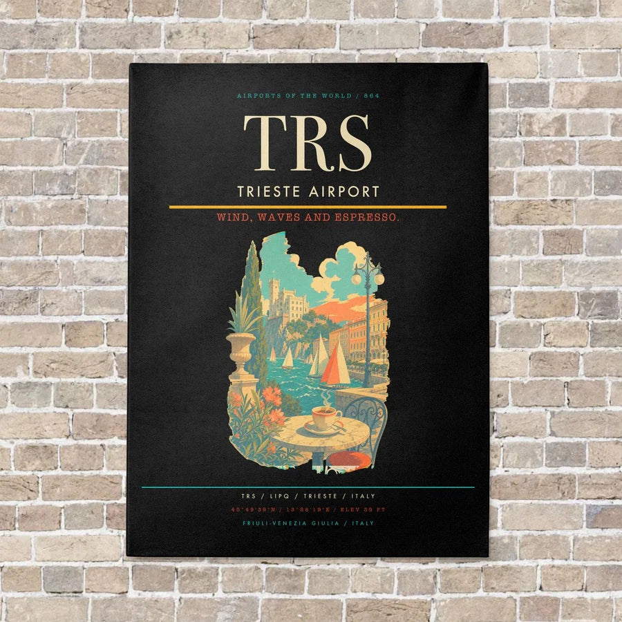 Trieste Airport TRS vertical canvas print - no frame - black background