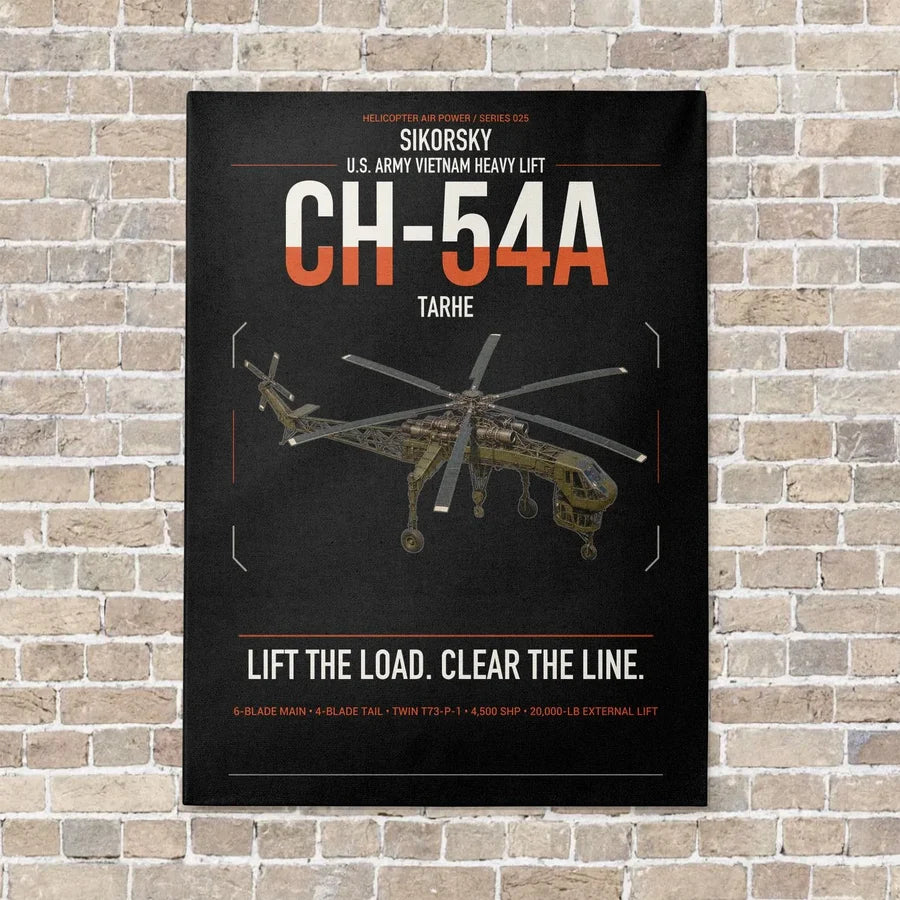 Sikorsky CH-54A Tarhe vertical canvas print - no frame - black background