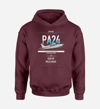 Thumbnail for Piper PA-24-250 Comanche 250 design on dark red double-side hoodie, single-side print