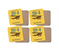 Thumbnail for Airco DH-4 Liberty Plane design on yellow 4 pieces set coaster