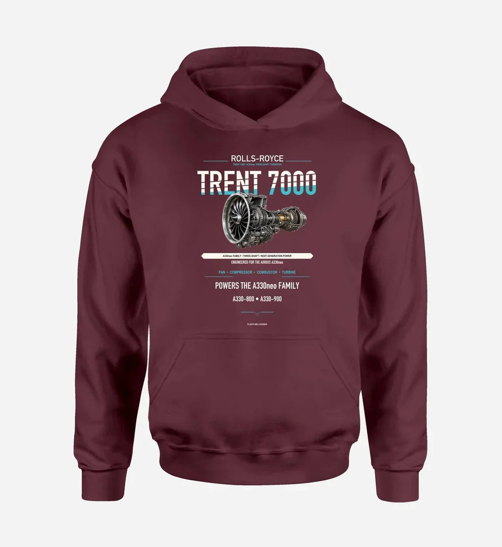 TRENT 7000 design on dark red hoodie single side