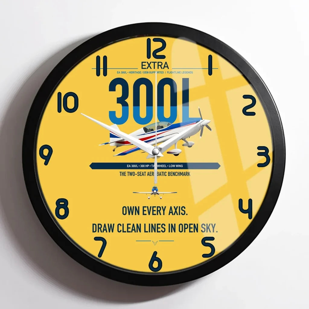 Extra 300L design on yellow framed wall clock