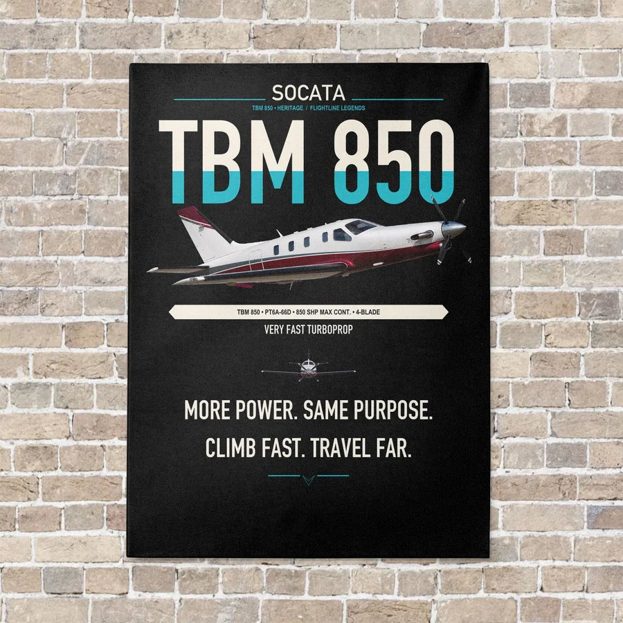 Socata TBM 850 vertical canvas print - no frame - black background