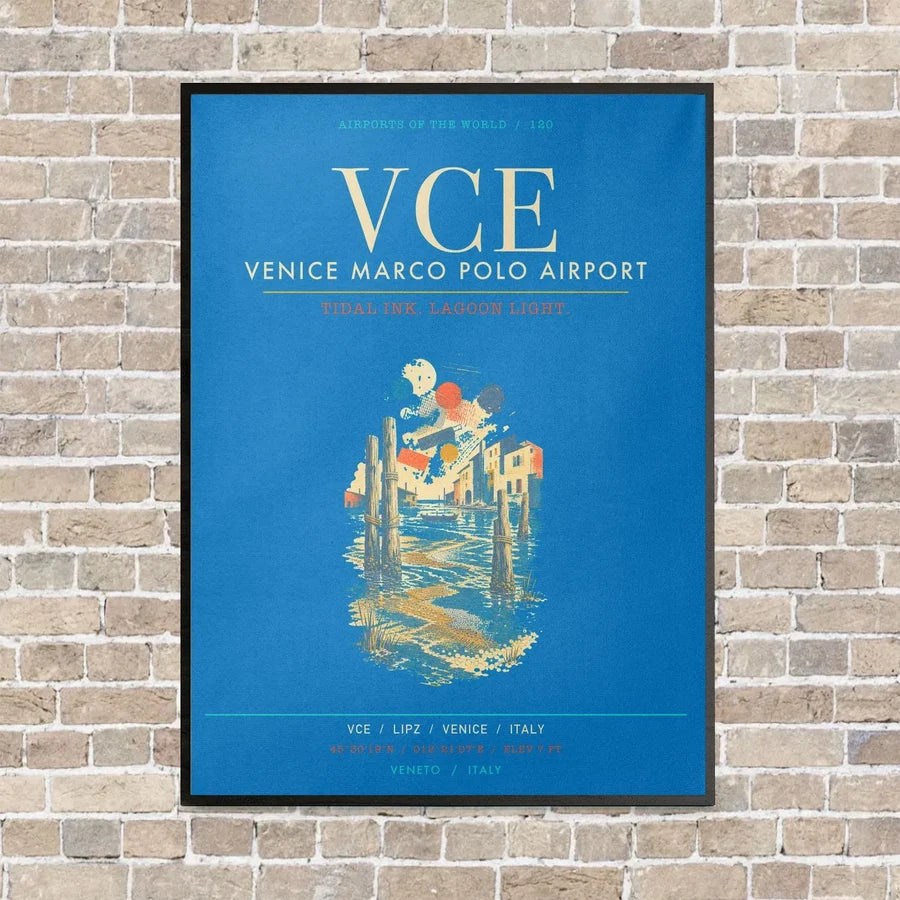 Venice Marco Polo Airport VCE - Canvas Framed - Turquoise