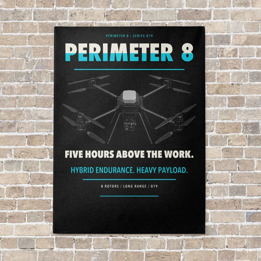 Skyfront Perimeter 8 vertical canvas print - no frame - black background