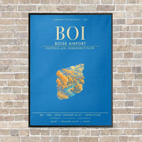 Thumbnail for Boise Airport BOI - Canvas Framed - Turquoise