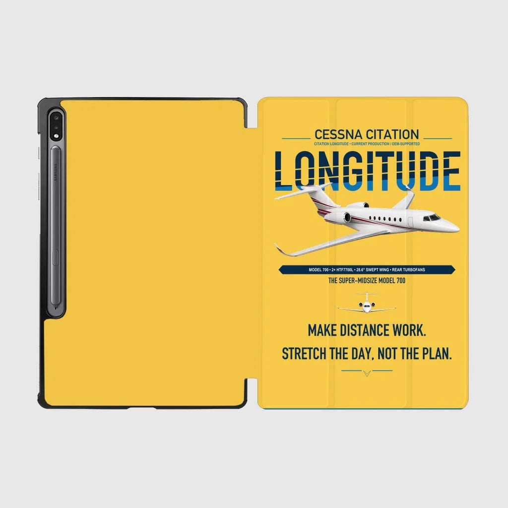 Cessna Citation Longitude design on yellow samsung tablet tablet case