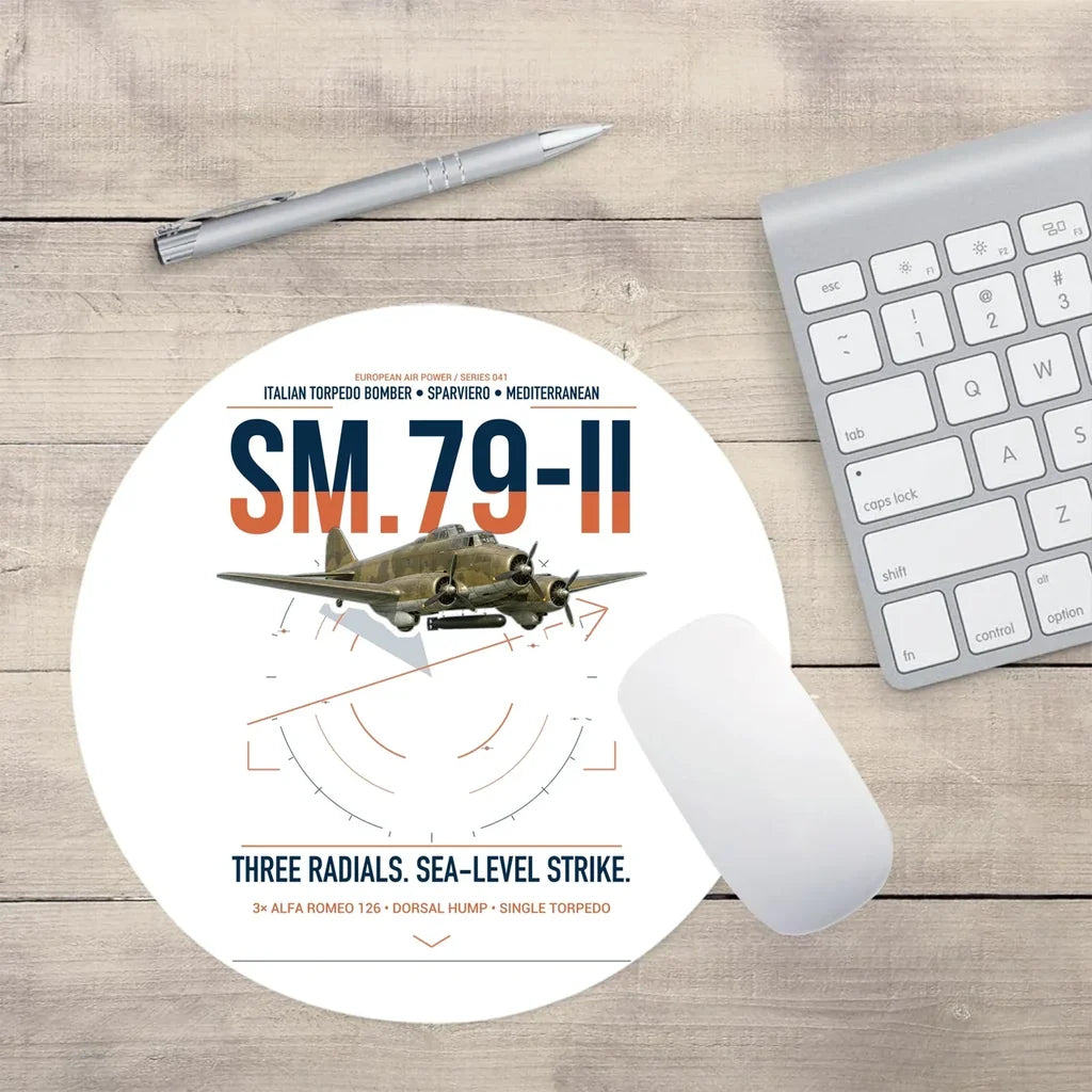Savoia-Marchetti SM.79-II Sparviero design on white round mouse pad