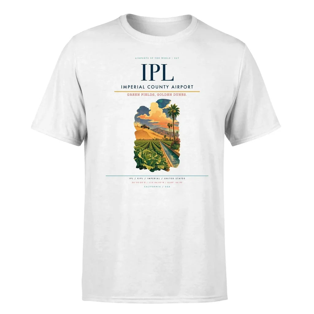 Imperial County Airport (IPL) T-Shirt single-side front print in White | imperial-county-airport-ipl-double-side-t-shirt