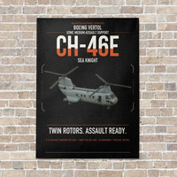 Thumbnail for Boeing Vertol CH-46E Sea Knight vertical canvas print - no frame - black background