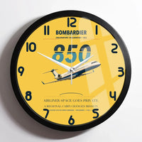 Thumbnail for Bombardier Challenger 850 design on yellow framed wall clock
