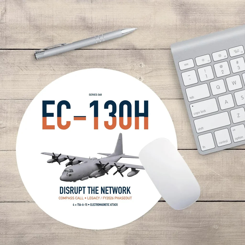 EC-130H Compass Call design on white round mouse pad