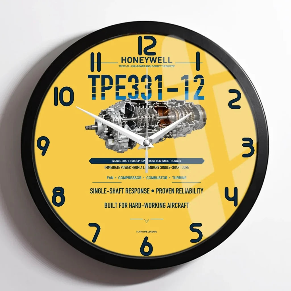 TPE331-12 design on yellow framed wall clock