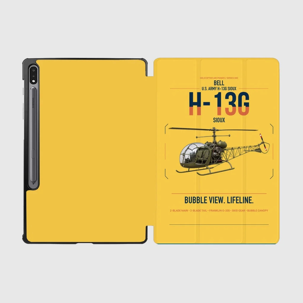 Bell H-13G Sioux design on yellow samsung tablet tablet case
