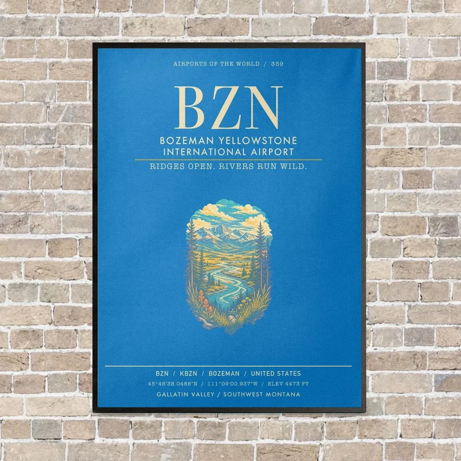 Bozeman Yellowstone International Airport BZN - Canvas Framed - Turquoise