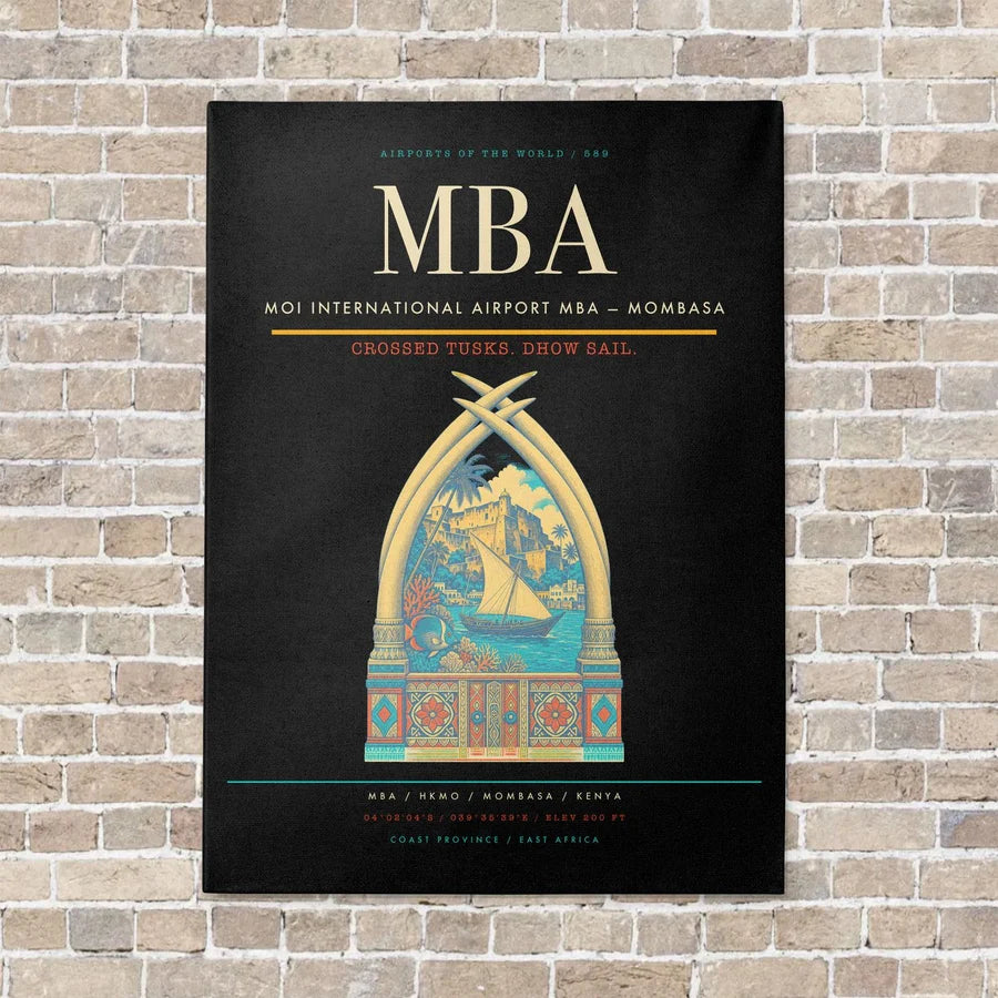 Moi International Airport MBA — Mombasa vertical canvas print - no frame - black background