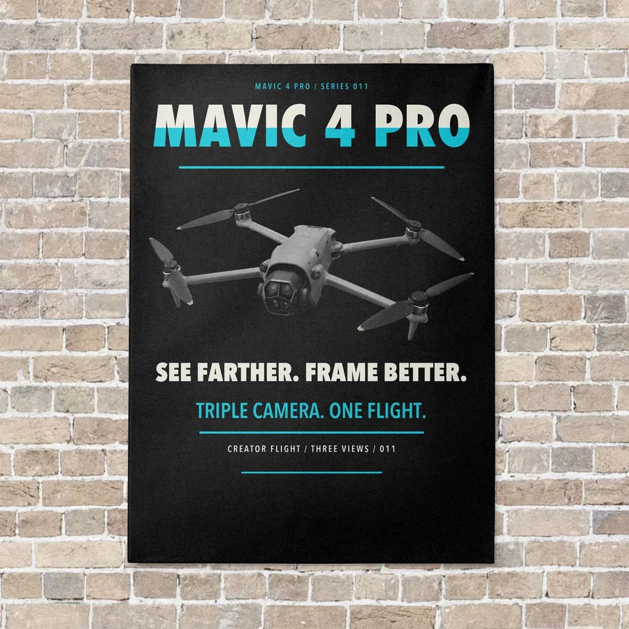 DJI Mavic 4 Pro vertical canvas print - no frame - black background
