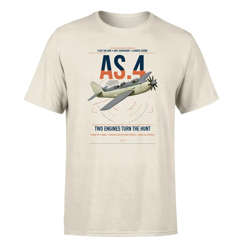 Fairey Gannet AS.4 design on beige t-shirt, single-side print