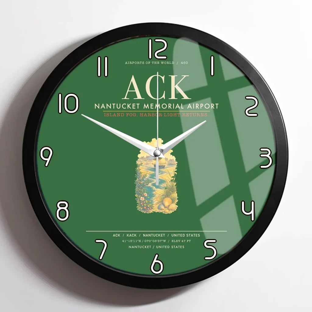 Nantucket Memorial Airport ACK Wall-Clock Framed - Green