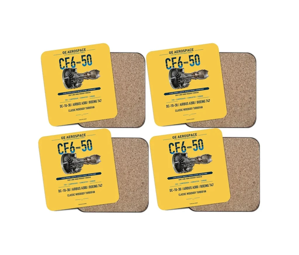 CF6-50 design on yellow 4 pieces set coaster