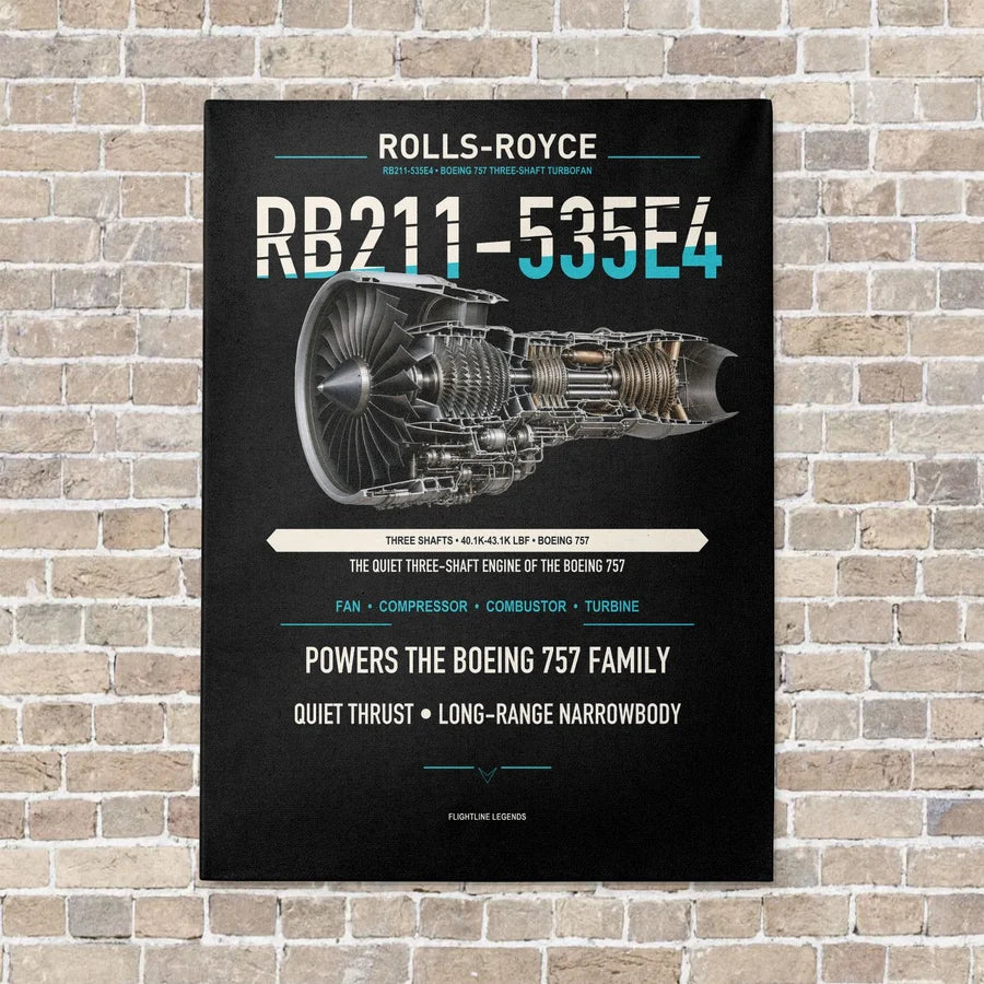 RB211-535E4 vertical canvas print - no frame - black background