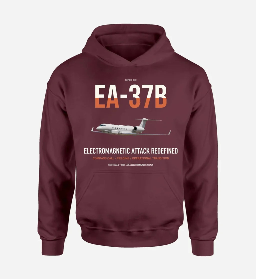 EA-37B Compass Call design on dark red double-side hoodie, single-side print