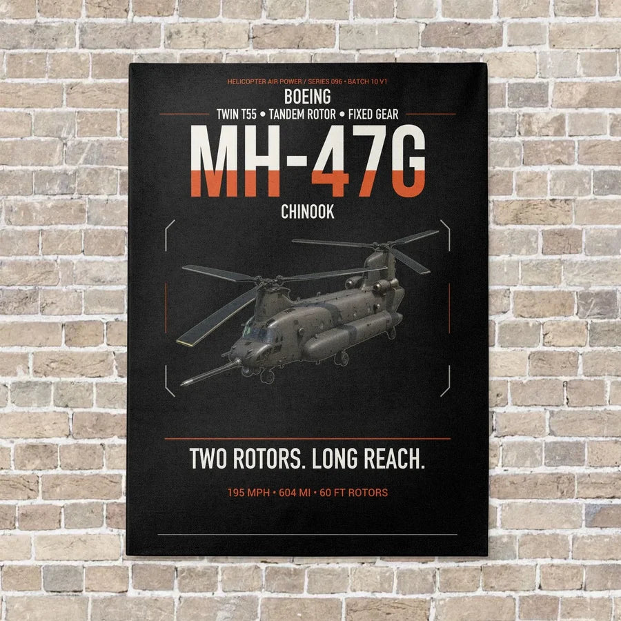 Boeing MH-47G Chinook vertical canvas print - no frame - black background