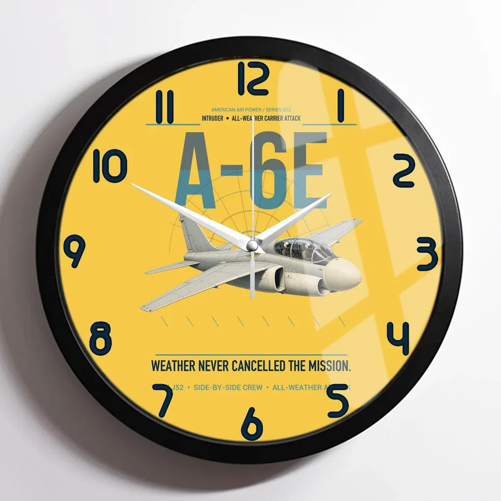 A-6E Intruder design on yellow framed wall clock
