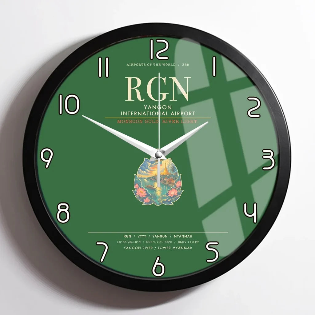 Yangon International Airport RGN Wall-Clock Framed - Green